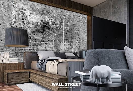 Фотообои в интерьере артикул Grayscale 31, ОТТЕНКИ СЕРОГО / GRAYSCALE, Wall street